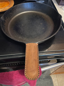 Hand-Stitched Leather Cast Iron Skillet Handle Cover